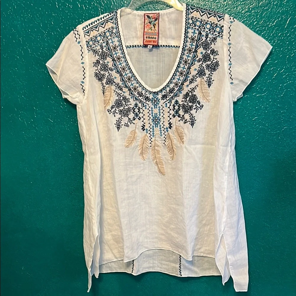 Johnny Was Embroidered White Top - Picture 1 of 7